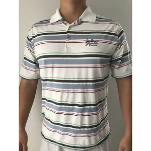 Nike Men's Polo Shirt White Golf Collared Short Sleeve Stripped Size M
